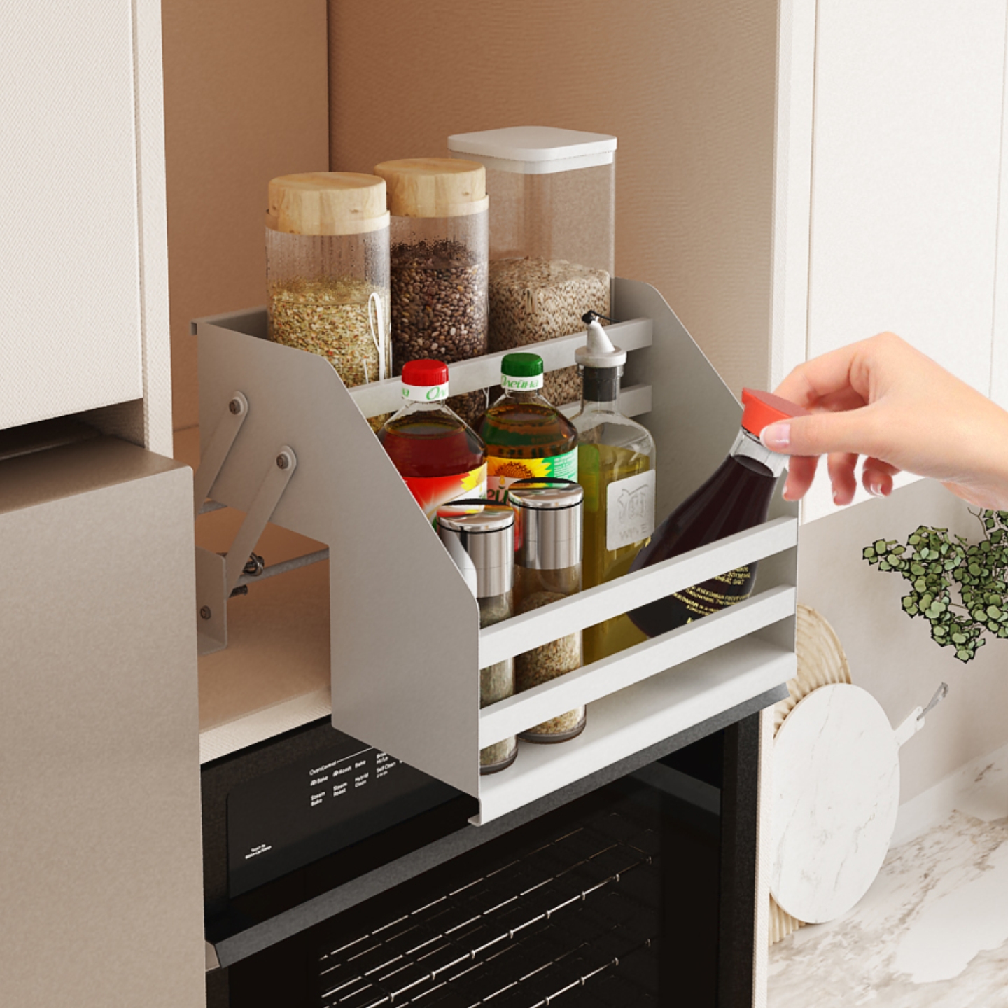 厨房橱柜拉篮下拉式调料架双层