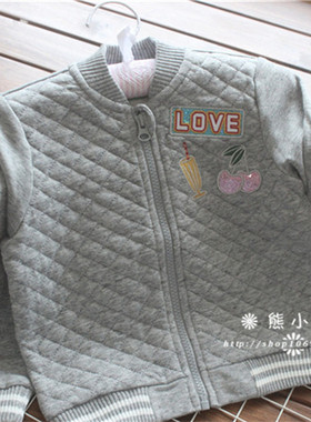 春季欧美棉质小童拉链卫衣棒球服