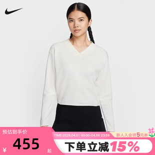 Nike耐克女卫衣短款 高尔夫上衣刺绣运动套头衫 IH1946 133 V领长袖