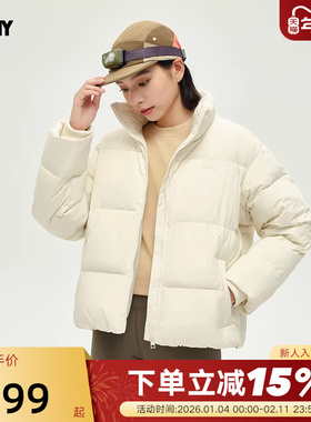 波尼PONY1972女款新款冬季户外休闲羽绒服米白色 243W2OF30OW