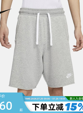 Nike耐克短裤男夏新款休闲宽松灰色针织运动五分裤DX0767-063
