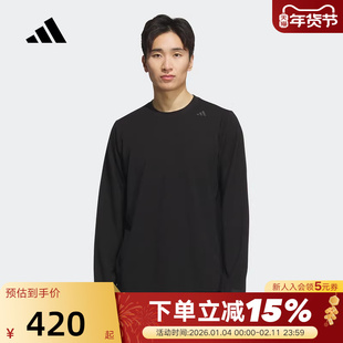 adidas阿迪达斯武宗系列商务通勤黑色上衣秋冬男长袖T恤 KB5105