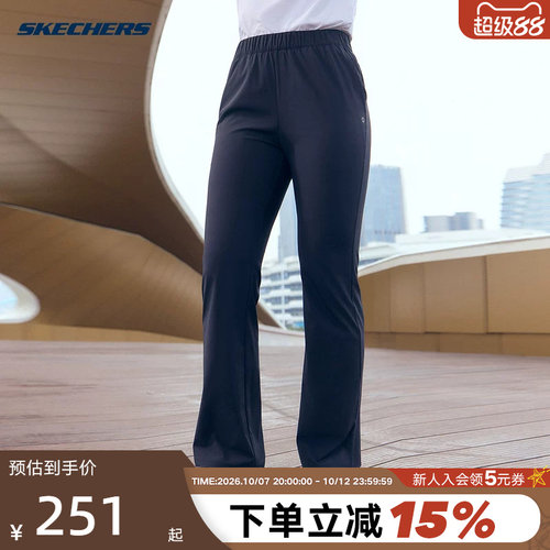 Skechers斯凯奇26夏季女士舒适休闲运动裤修身梭织长裤 P226W076