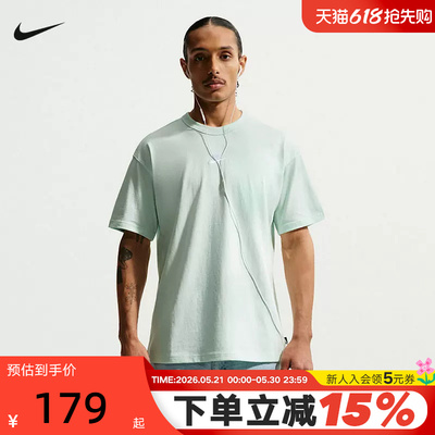 NIKE耐克男T恤夏新款刺绣logo宽松圆领短袖上衣针织衫 IH1122-394