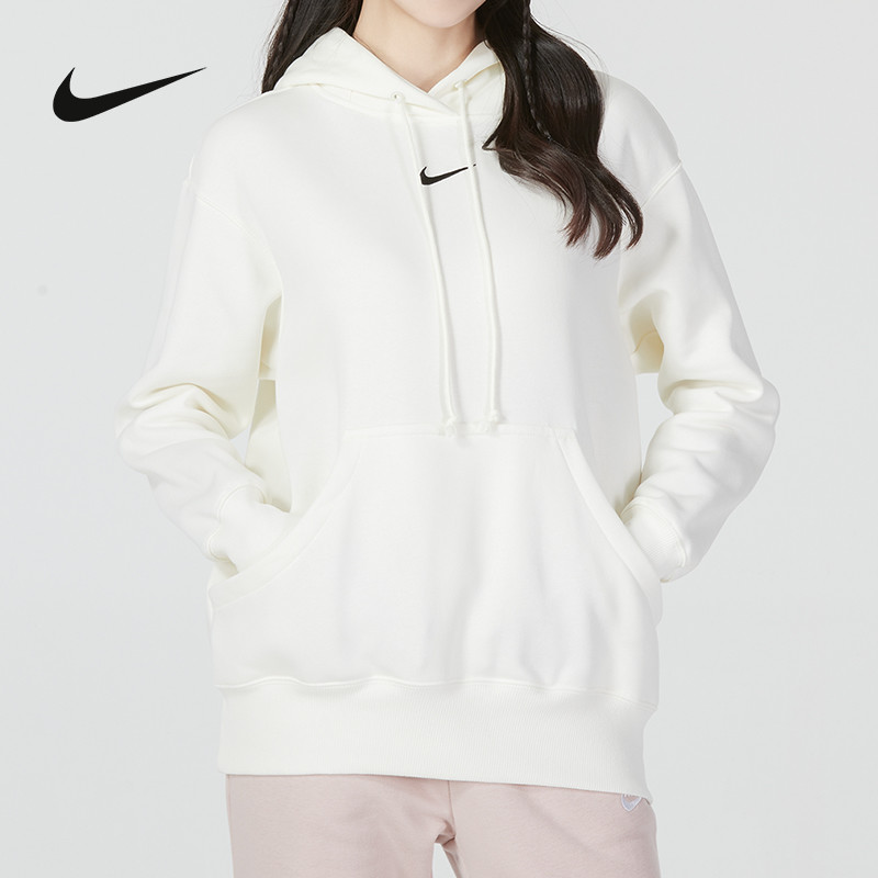 Nike耐克卫衣女小标刺绣logo运动服圆领针织透气套头衫DQ5861-133