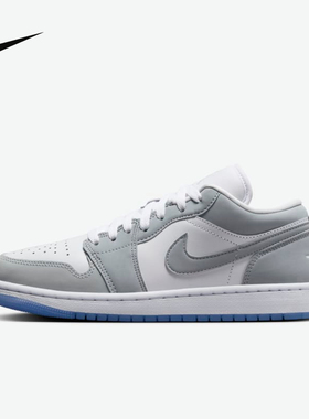 Nike耐克女鞋air Jordan 1 AJ1灰色刺绣低帮鞋复古板鞋DC0774-105