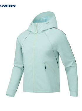 Skechers斯凯奇26春新款女子休闲运动连帽梭织外套 P126W049/01P9