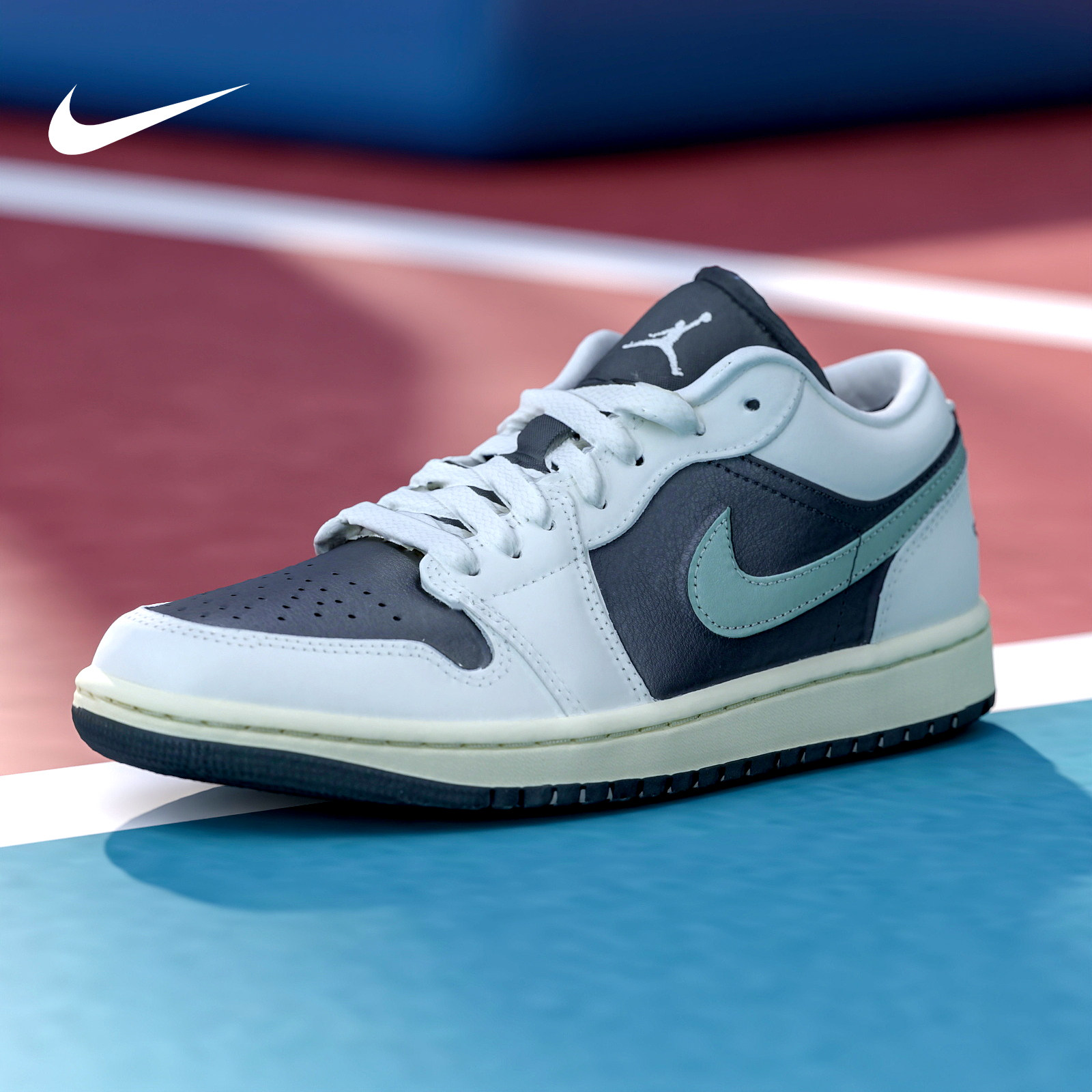 耐克Air Jordan 1 Low AJ1小倒钩女鞋黑绿低帮复