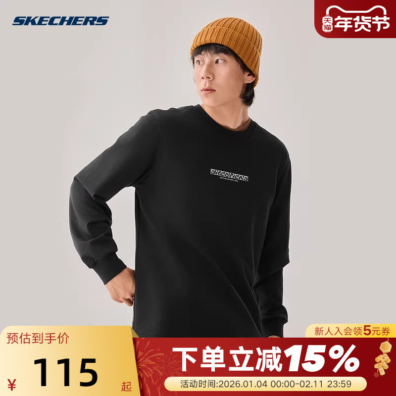 Skechers斯凯奇男女情侣休闲长袖简约时尚针织衫 L325U096/0018,运动服/休闲服装,运动T恤,淘宝优惠券,粉丝福利购,淘宝优惠卷
