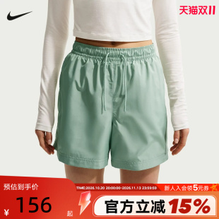 耐克女子短裤夏季新款休闲刺绣小勾透气宽松运动五分裤FV7558-006