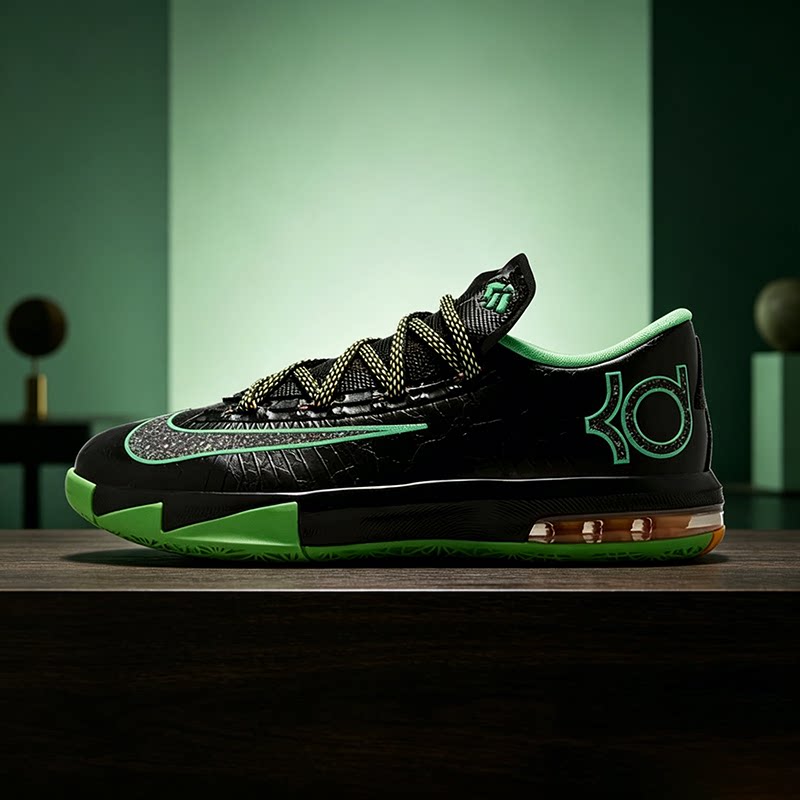 Nike耐克男鞋KD6杜兰特6代夜光黑绿低帮实战运动篮球鞋IH3582-001