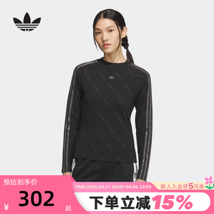 T恤 KS6109 TIGHT长袖 adidas阿迪达斯三叶草满印上衣透气秋女OTT