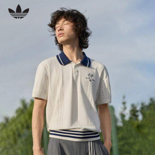 adidas阿迪达斯三叶草学院风镂空棉质T恤秋男短袖POLO衫 KW5680