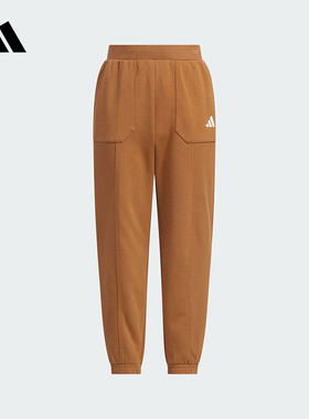 adidas阿迪达斯女大童收口高腰卫裤2026春宽松针织长裤 KG5957