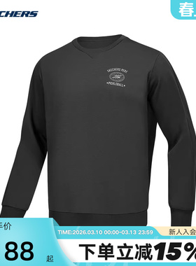 Skechers斯凯奇男运动百搭卫衣圆领舒适宽松套头衫 P424M043/0018