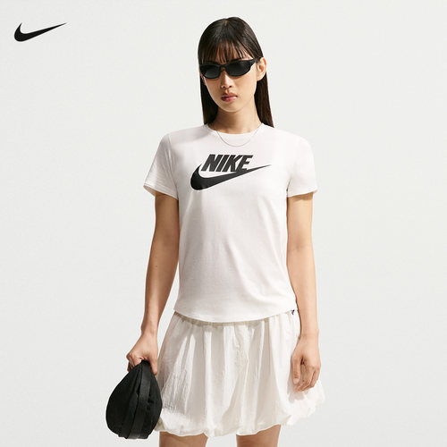 Nike耐克女子印花T恤夏新款宽松圆领棉质透气短袖上衣 DX7907-133