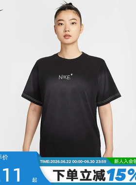 Nike耐克短袖女夏季新款字母印花透气宽松黑色运动T恤II0451-010
