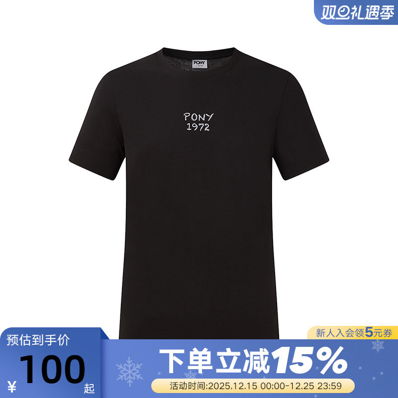 PONY波尼春季新品男女同款户外运动休闲凉感短袖T恤252M2AT03BK