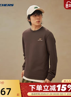 斯凯奇26春长袖T恤衫男女情侣休闲圆领宽松打底上衣L126U003/05U5