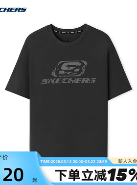Skechers斯凯奇夏男女同款透气休闲针织短袖T恤衫L225U058/0018