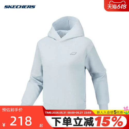 Skechers斯凯奇女士舒适软糯亲肤百搭连帽套头卫衣 P126W012/01DS