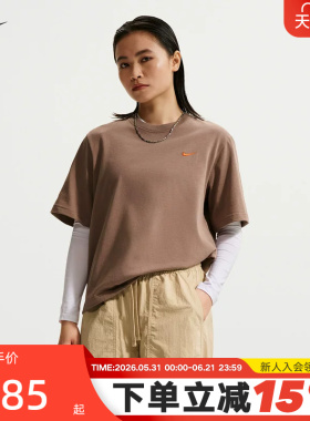 NIKE耐克女子T恤夏季新款背部图案休闲宽松短袖针织衫 IR7589-214