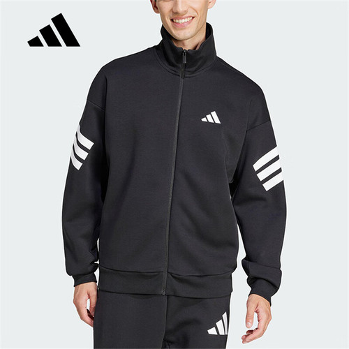 adidas阿迪达斯外套上装秋新款男针织三条纹立领夹克JD4885