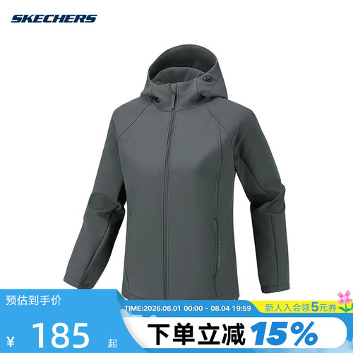 Skechers斯凯奇26春女防风保暖运动连帽梭织外套 P126W001/013P