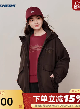 Skechers斯凯奇26新年款男女同款秋冬宽松棉服外套 L126U002/05U5