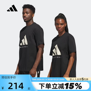adidas阿迪达斯棉质篮球半袖透气秋男女廓形宽大短袖T恤 JX5575
