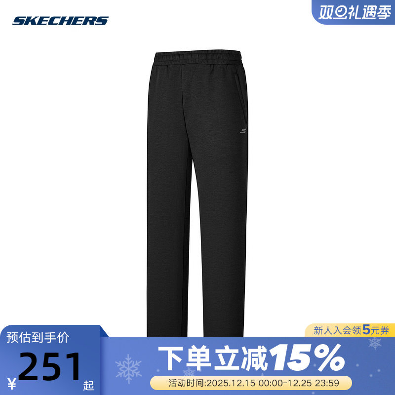 斯凯奇男裤秋季新款运动休闲裤舒适透气针织长裤 P325M050/0018