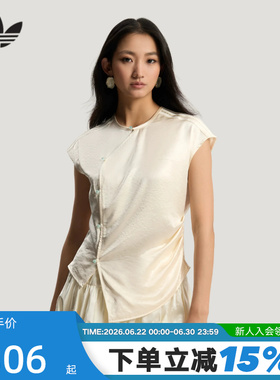 adidas阿迪达斯三叶草上衣新款夏女新中式缎面运动短袖T恤 KY5745