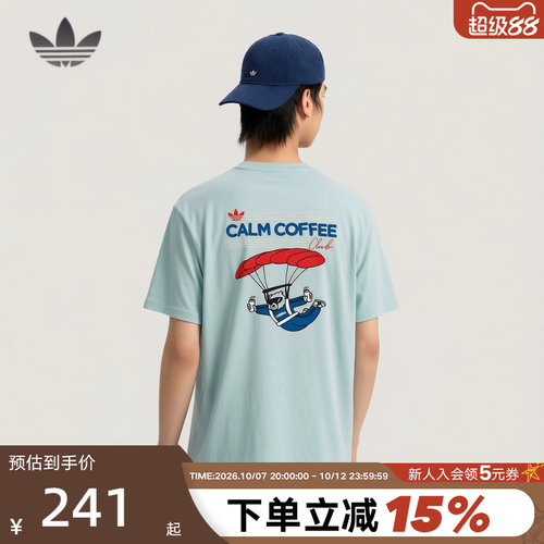 adidas阿迪达斯三叶草卡通图印花半截袖2026夏中性短袖T恤 KY5738