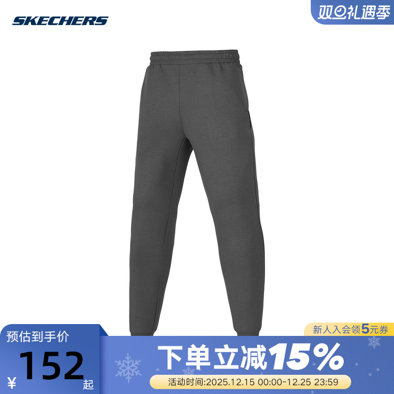 Skechers斯凯奇夏男宽松束脚裤休闲运动裤针织长裤 P424M040/006L