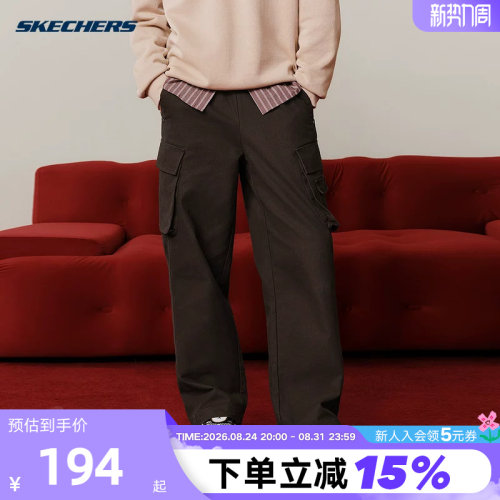 Skechers斯凯奇26新年战袍男长裤宽松直筒裤工装裤 L126M001/05U5