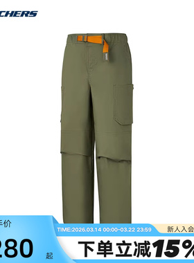 Skecher斯凯奇男士运动休闲户外梭织宽松工装长裤 P225M053/0050