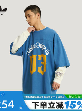 adidas阿迪达斯三叶草oversized中长半袖夏男足球风短袖T恤KT3040