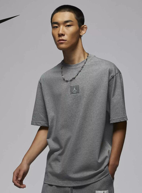 Nike耐克AJ短袖男夏新款Jordan贴片宽松运动灰色棉T恤FZ1913-091