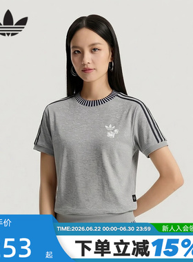 adidas阿迪达斯三叶草迪士尼柴郡猫联名短款半袖女短袖T恤 KY8316