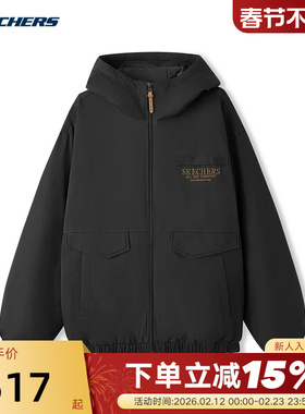 Skechers斯凯奇26春新年款男女宽松保暖棉服外套 L126U002/0018