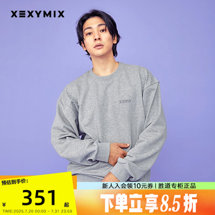 宽松XMMMT01J1 xexymix杰克茜男小印花基础圆领卫衣简约宽松韩版
