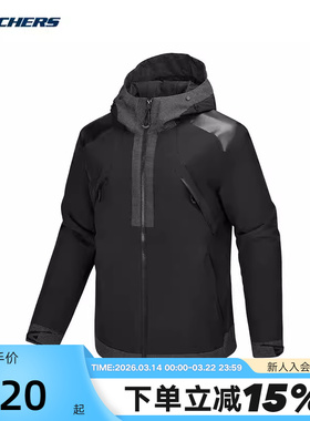 Skechers斯凯奇秋冬男士新款舒适保暖棉服梭织裥棉外套 P125M004