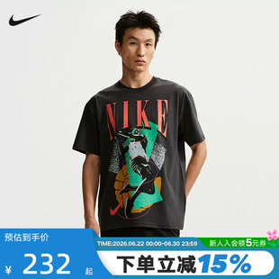 NIKE耐克男子图案印花T恤夏新款宽松透气篮球短袖上衣IH4132-010