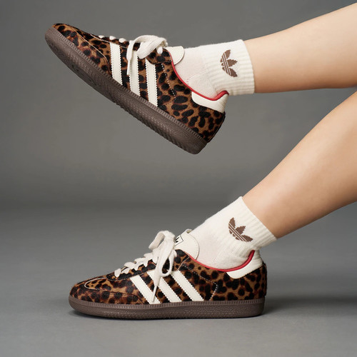 【尖货】阿迪达斯豹纹印花T头鞋女SAMBA OG三叶草德训鞋 JI2734