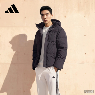 adidas阿迪达斯鸭绒羽绒服男女拒水防风保暖外套连帽冬装 LE4955
