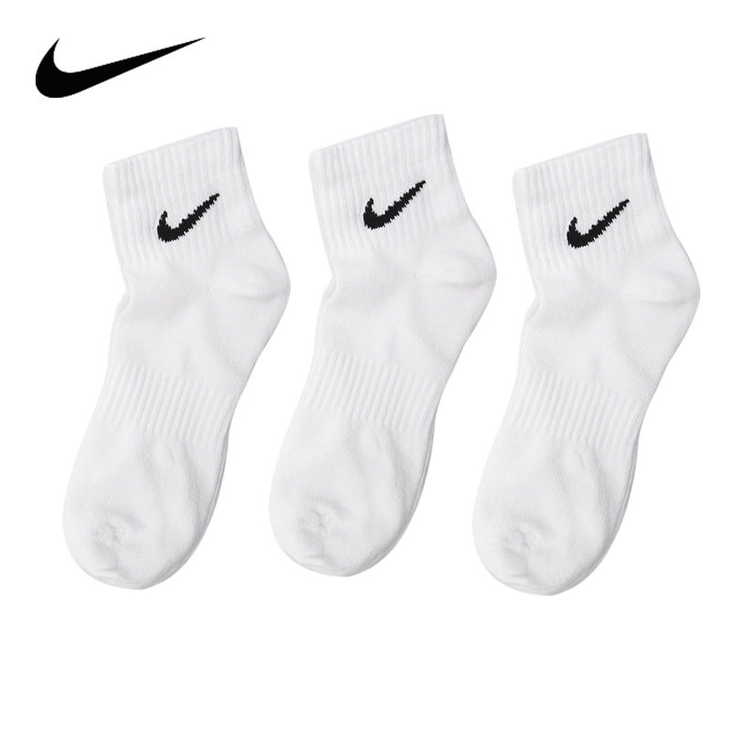 NIKE耐克男女袜低帮白色运动袜休闲训练短袜3双装袜子SX767