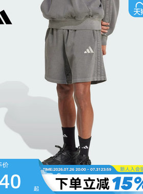 adidas阿迪达斯牛仔风格五分裤2026夏男宽松中裤针织短裤 JN0607