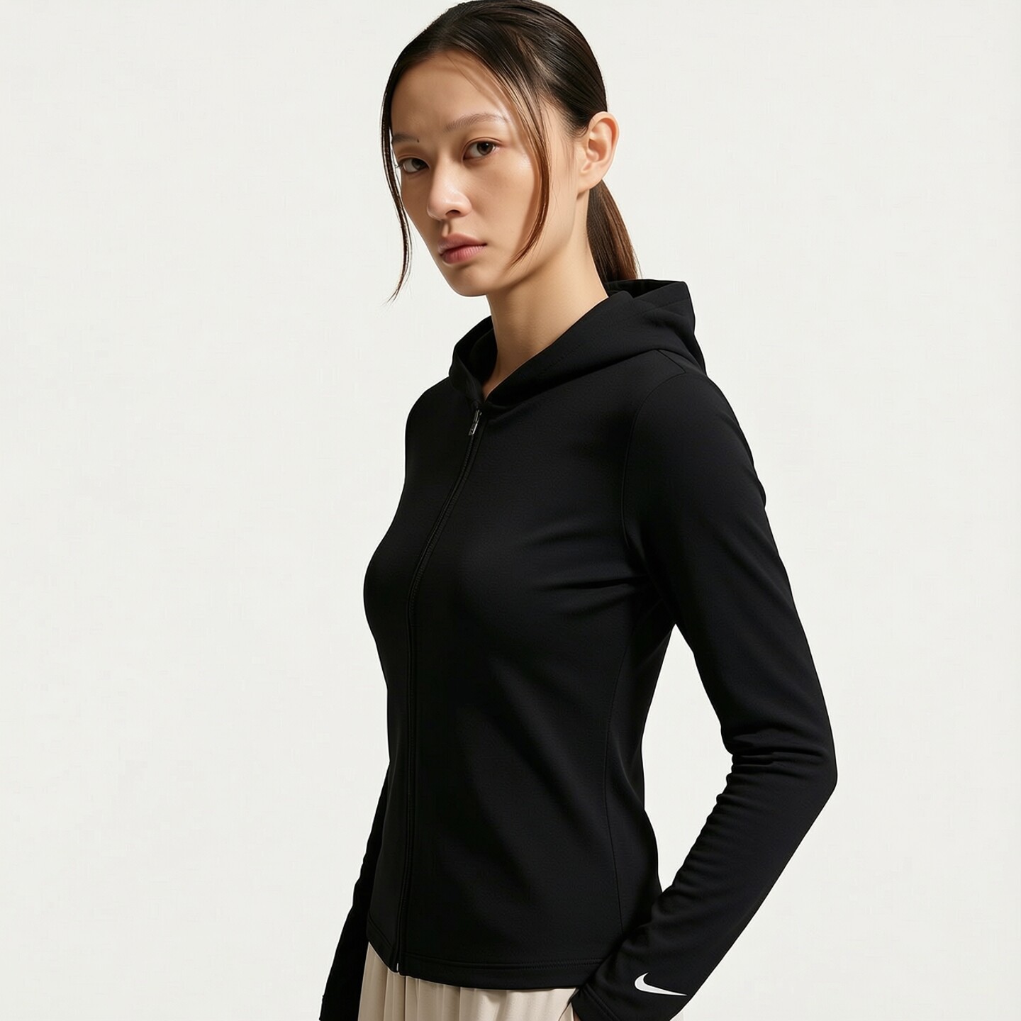 Nike耐克修身外套女26秋新款运动休闲黑色针织连帽夹克IM8380-010图片