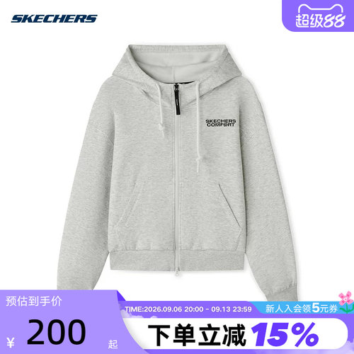 Skechers斯凯奇秋女子休闲上衣运动服连帽针织外套 L325W010/0248