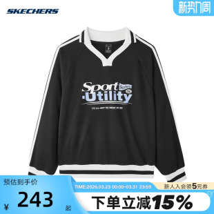 Skechers斯凯奇春女百搭舒适宽松针织套头卫衣L125W092 0018